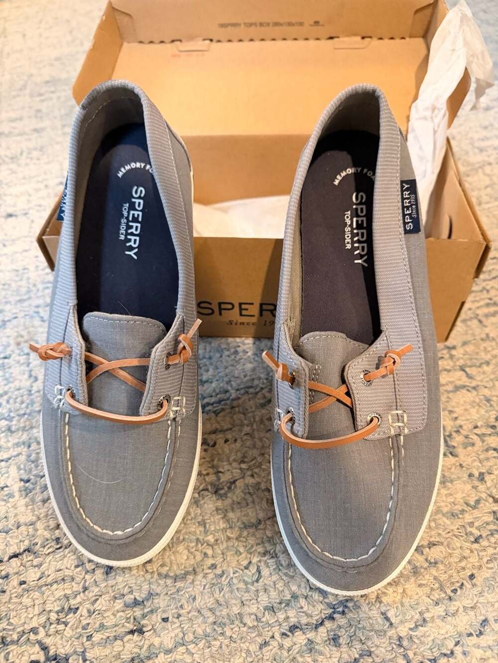 Sperry Lounge Away Sneaker Size 9 M Grey Canvas Memory Foam Slip-On
